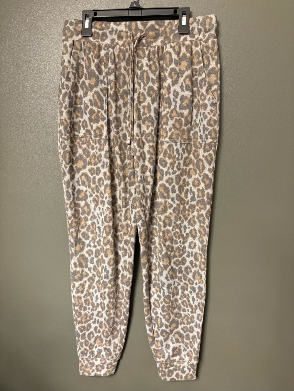 SO Leopard Print Joggers Gray and Brown
